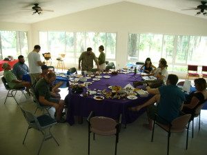 The Show & Tell table at the mushroom conference with dozens of species to study. Photo by Green Deane